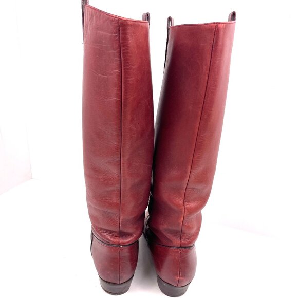 Etienne Aigner Women’s Tall Leather Burgundy Riding Boots Size 9M Made in Brazil - Picture 4 of 11